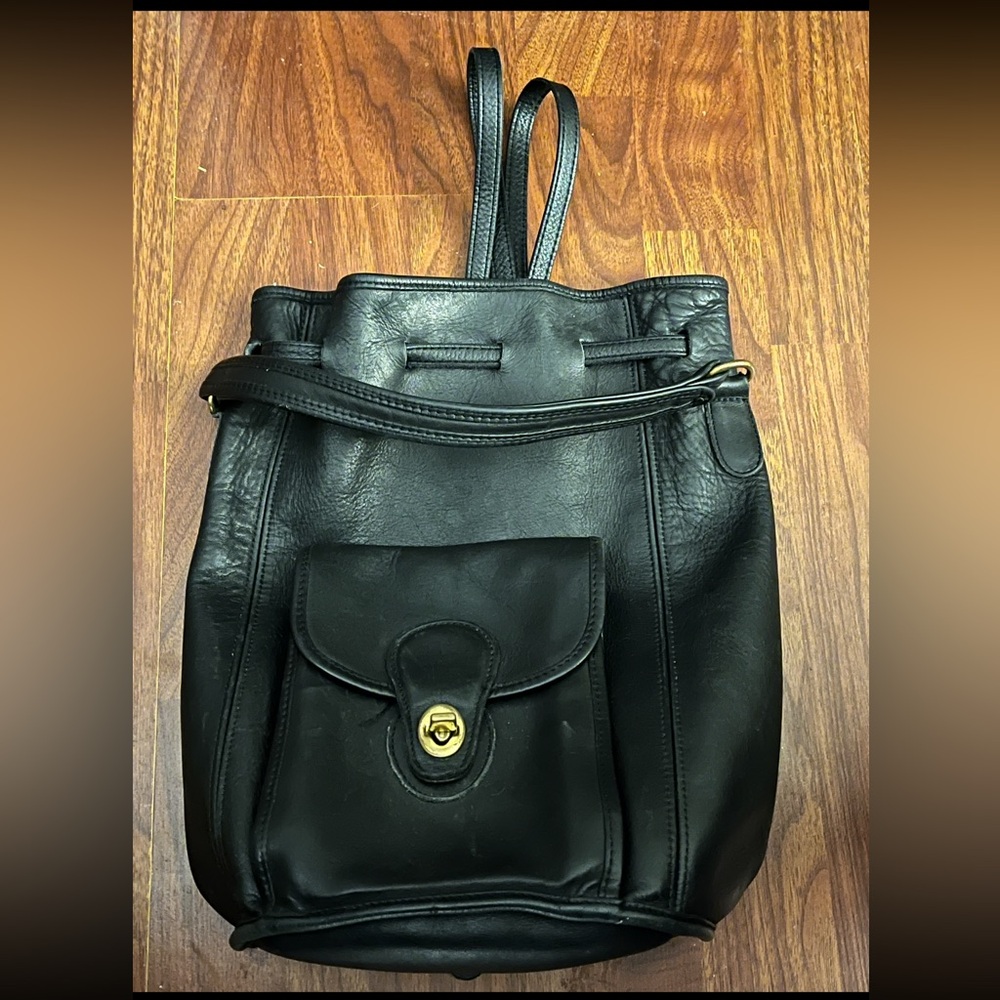 Coach Elegant Black Leather Backpack - Picture 1 of 15
